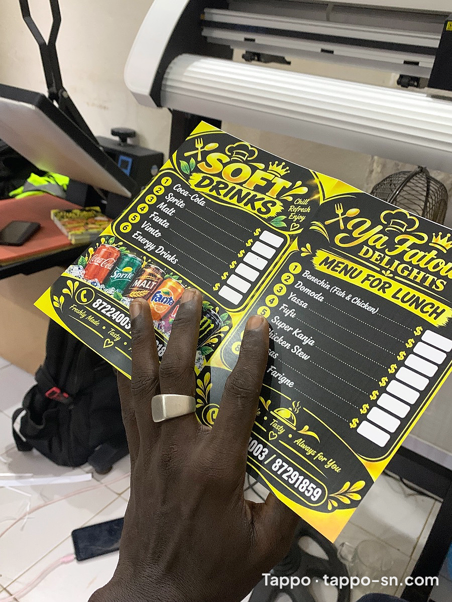 Impression de menus et flyers pour restaurant à Dakar à Dakar – photo 1
