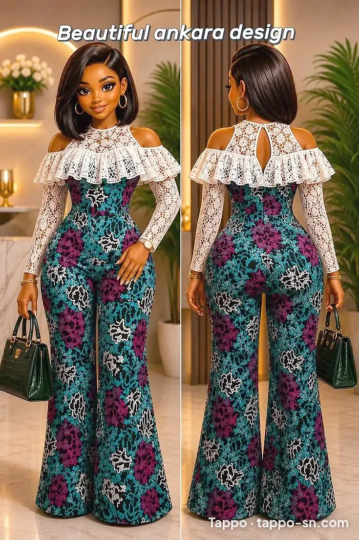 Combinaison ankara en dentelle multicolore à vendre à Dakar – photo 1