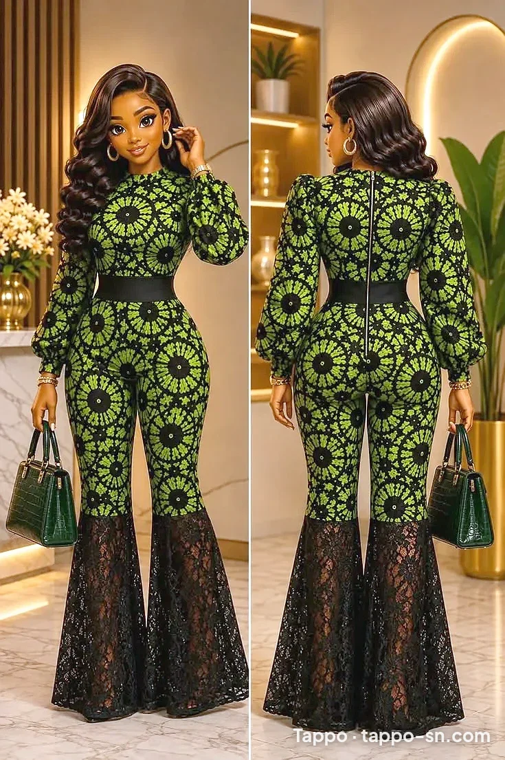 Combinaison verte et noire en wax à vendre à Dakar – photo 1