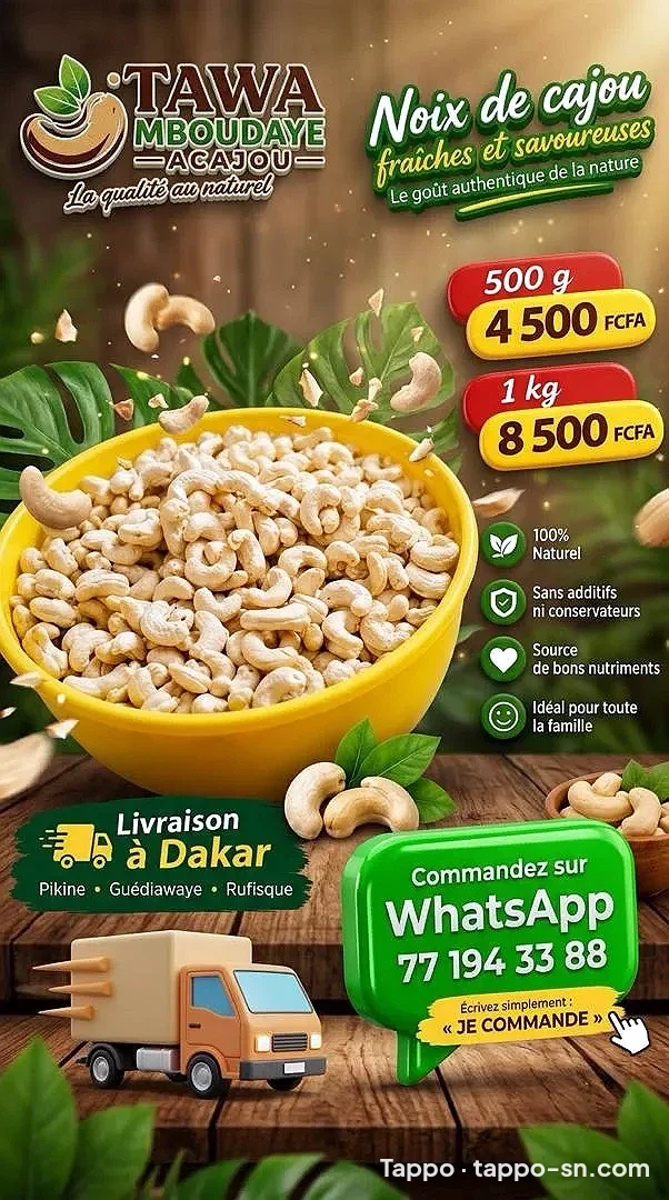 Noix de cajou naturelles Tawa Mboudaye - 500g et 1kg à vendre à Dakar – photo 1