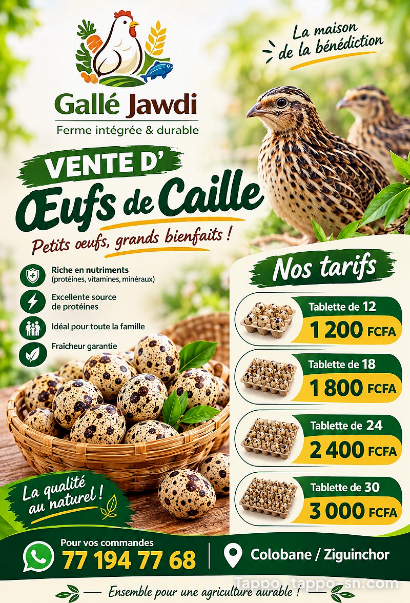 Oeufs de caille frais et bio- Disponible dès maintenant ! à vendre à Ziguinchor – photo 1
