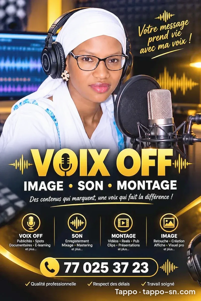 Voix off, image, son et montage professionnelle à Mbour – photo 1