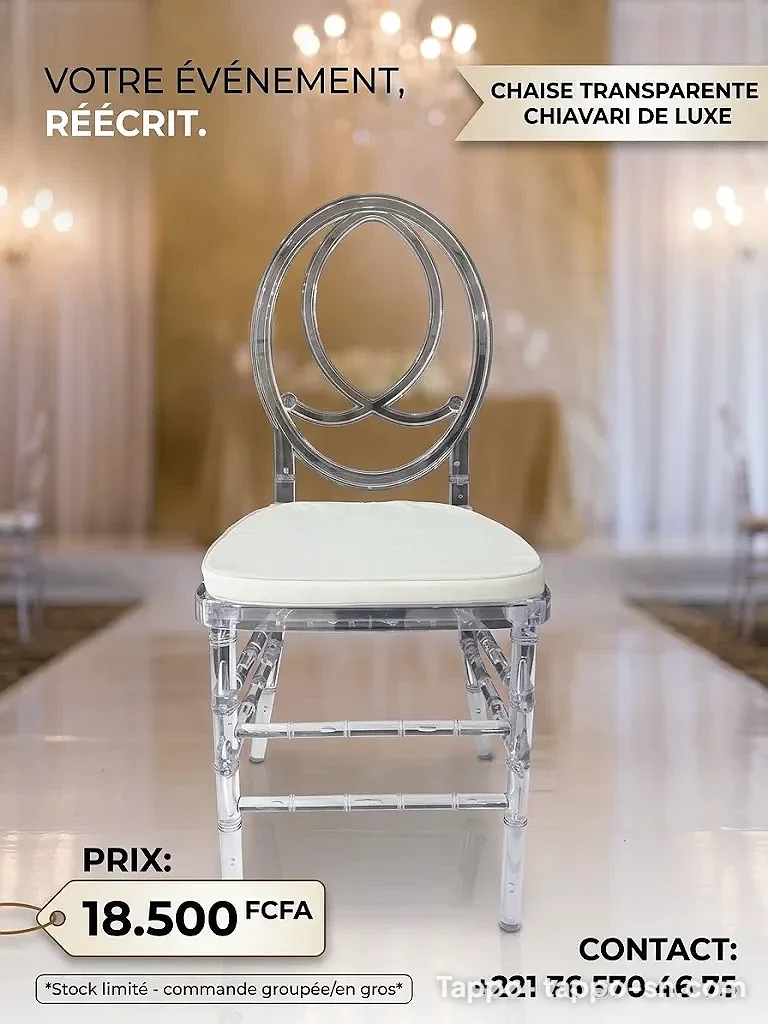 Chaise transparente Chiavari de luxe à vendre à Dakar – photo 1