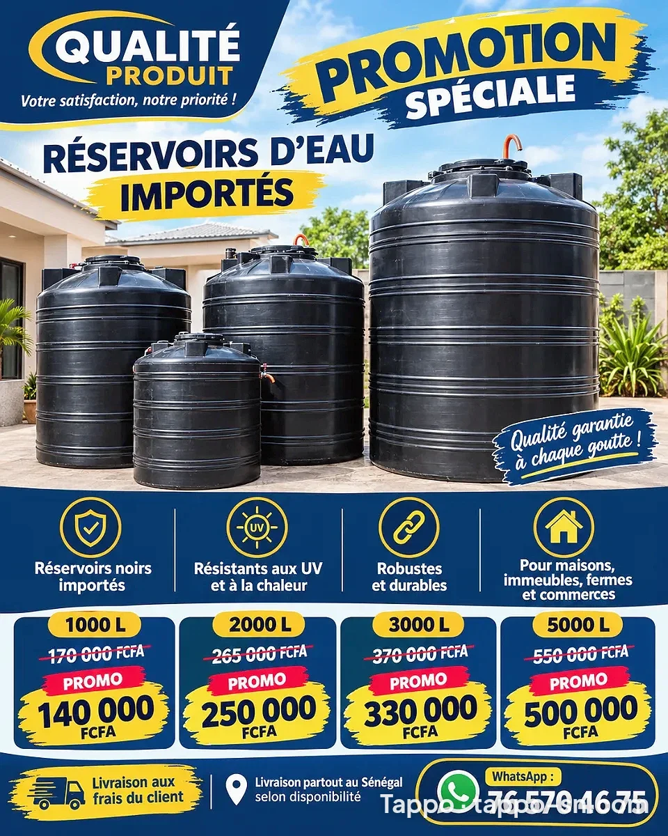 Réservoirs d'eau importés à vendre à Dakar – photo 1