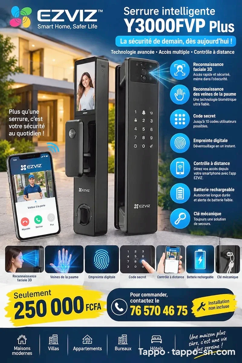 Serrure intelligente HAUT DE GAMME EZVIZ Y3000FVP Plus à vendre à Dakar – photo 1