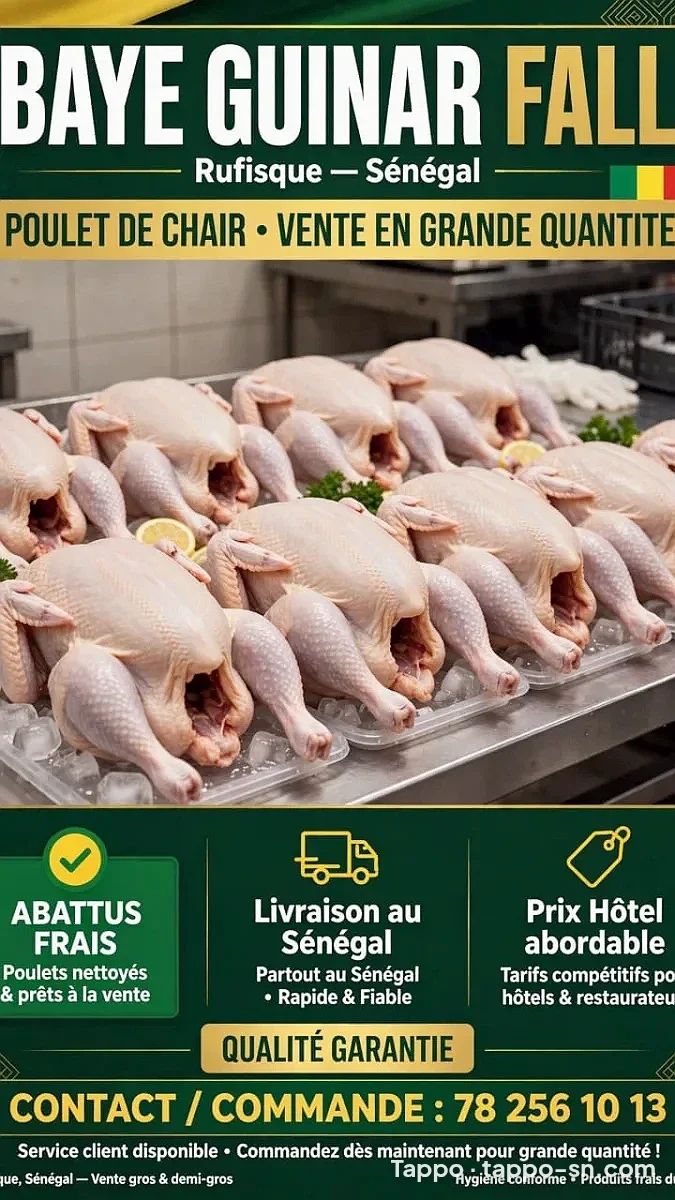 Poulets de chair abattus frais vente en grande quantité Rufisque à Rufisque – photo 1