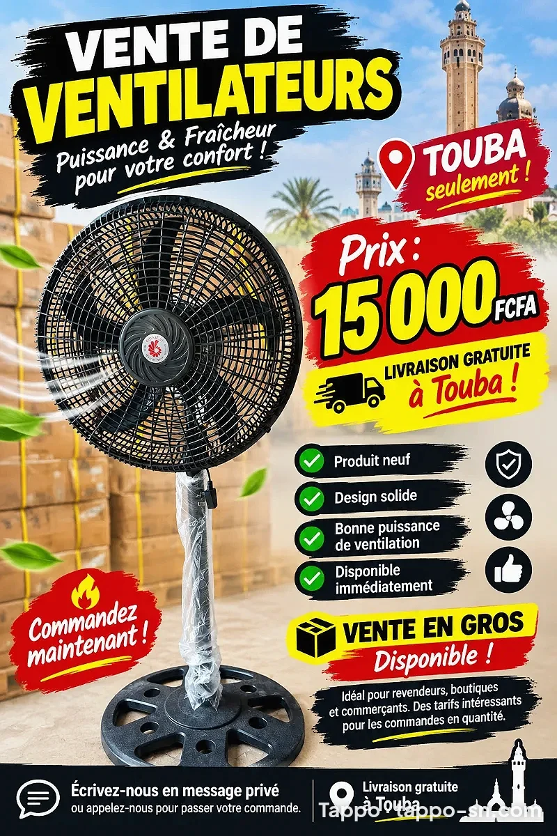 Ventilateur sur pied noir neuf à vendre à Dakar – photo 1