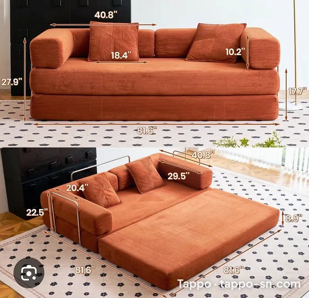 Canapé convertible orange avec coussins à vendre à Dakar – photo 1