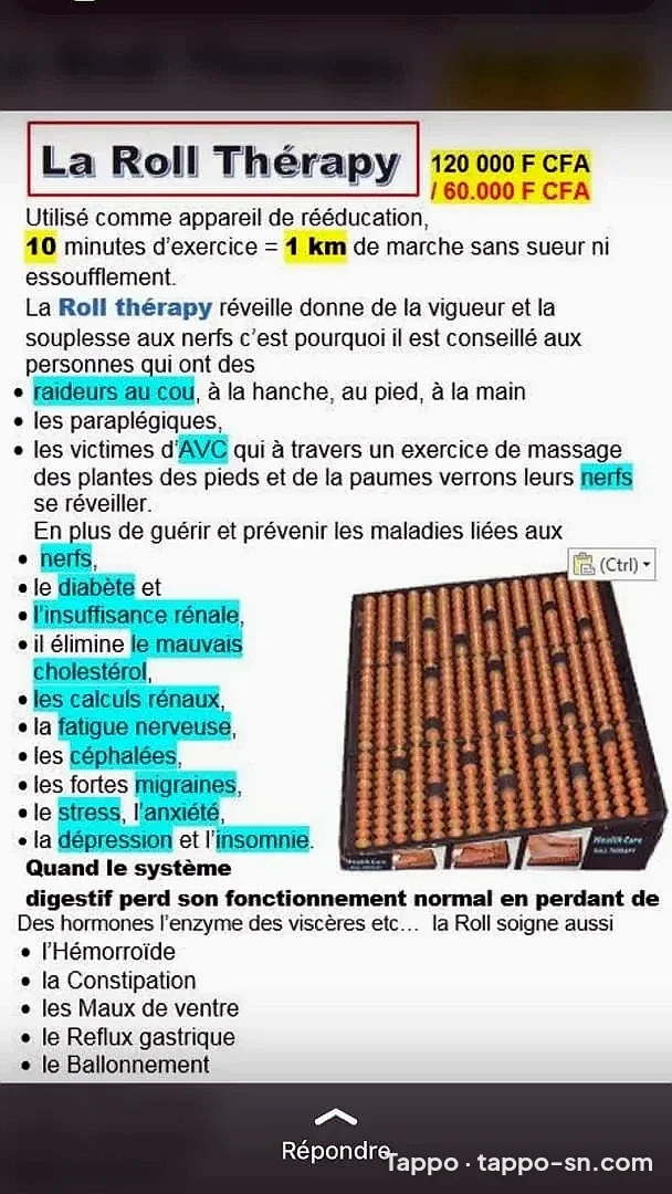 La Roll Thérapie – Appareil de massage, rééducation et bien-être à vendre à Mbour – photo 1