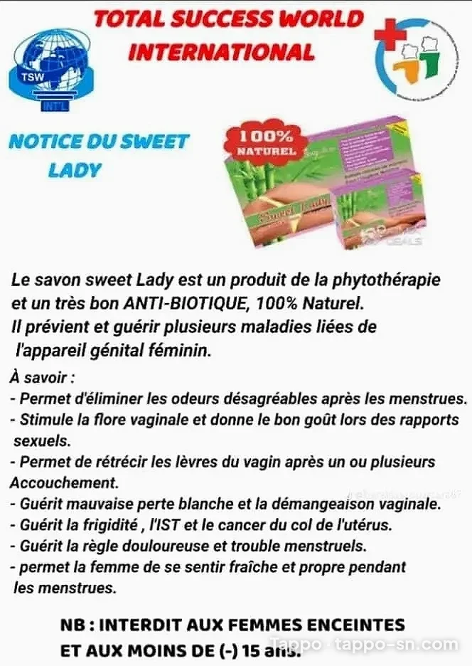 Savon Sweet Lady – Hygiène intime 100% Naturel (TSW International) à vendre à Mbour – photo 1